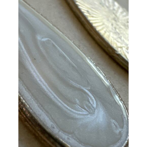 Mother of Pearl Gold teardrop dangle earrings hook  1.75" long x  .5" wide Beach - Picture 7 of 13